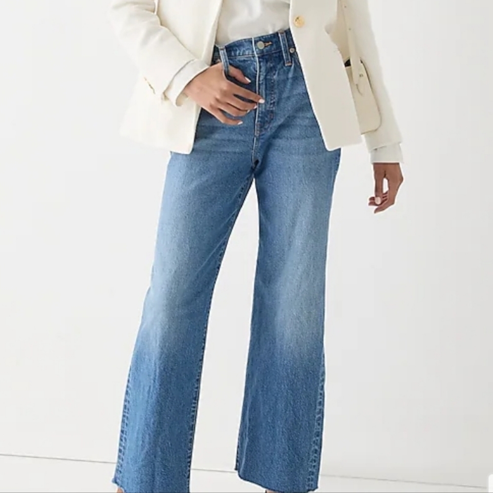 J.Crew Womens High Rise Wide Leg Cropped Jeans Sz 27